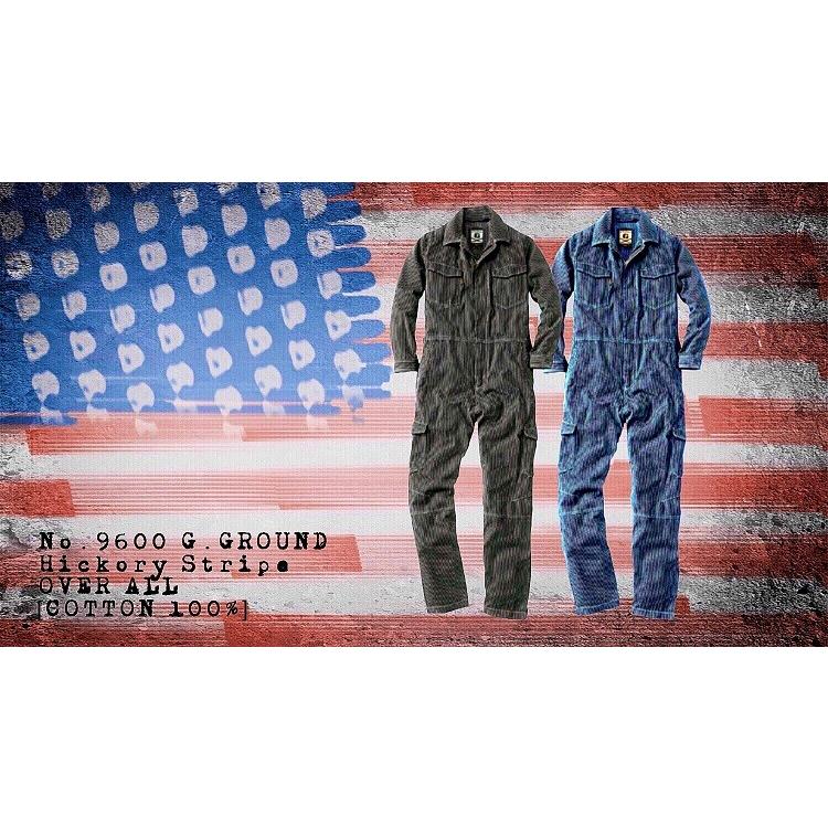 No.9600 ヒッコリーストライプ ツナギ 続服 オールシーズン