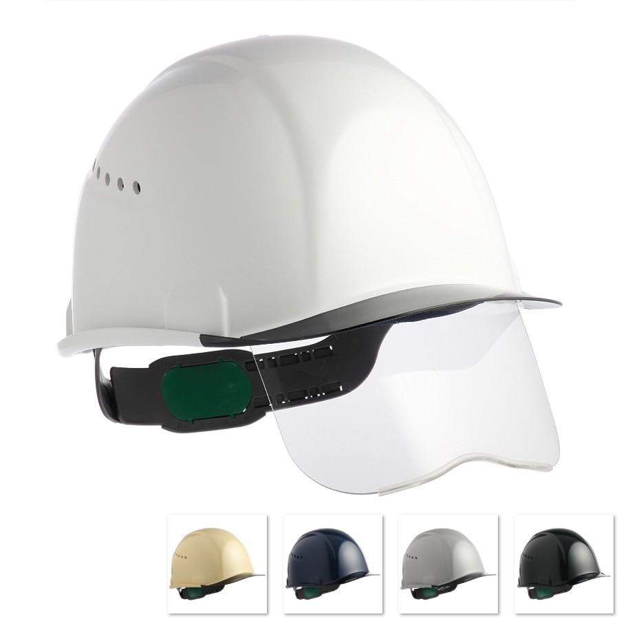 スミハット SAX2CS-A 3Dハーフシールド面付き 作業用 ヘルメット（通気孔付き/エアシート）/ 工事用 建設用 建築用 現場用 高所用 安全 保護帽 透明ひさし｜proshophamada
