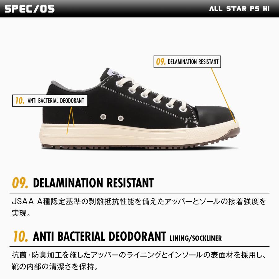 安全靴 EEE相当 コンバース ローカット オールスター PS OX 黒