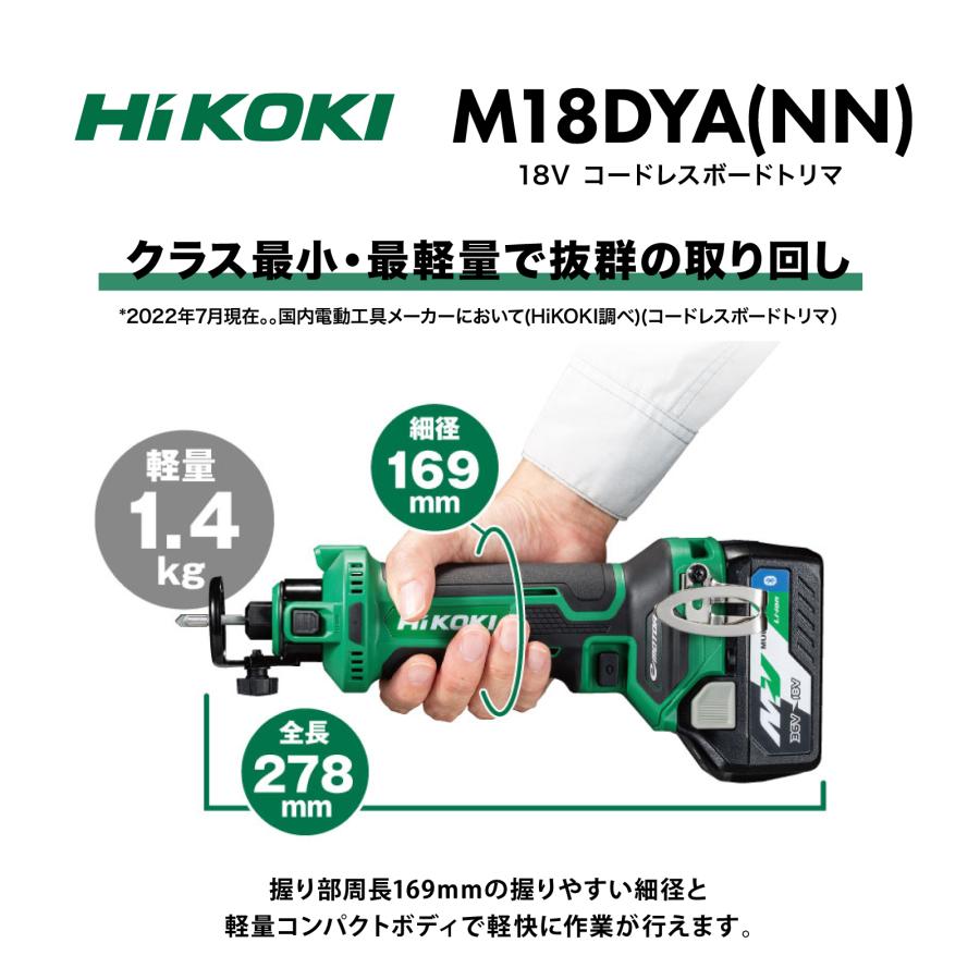 数量限定価格　HiKOKI ハイコーキ 18V コードレスボードトリマー M18DYA(NN) 本体のみ(リチウムイオン電池・充電器・ケース別売)｜proshopyoshioka｜02
