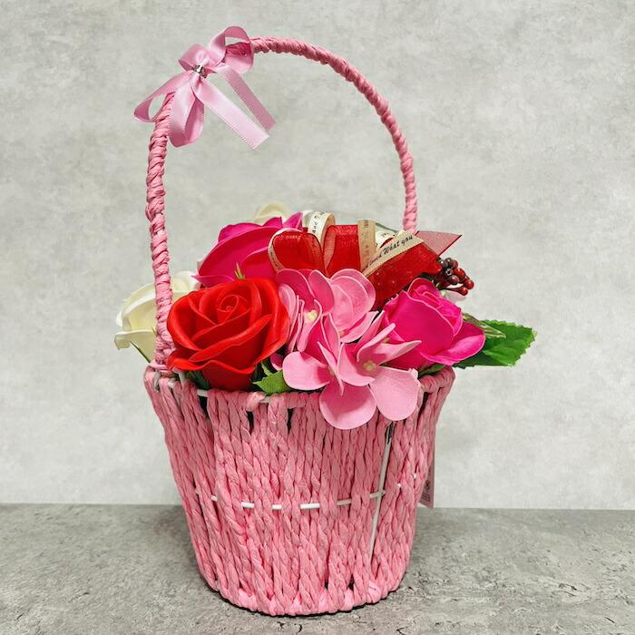 入浴剤 ギフト プレゼント おしゃれな花の形のバスフレグランス カラーバスケット RED 赤 プチギフト ソープフラワー |  | 10