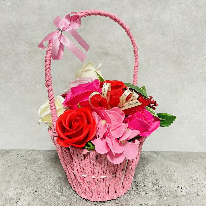 入浴剤 ギフト プレゼント おしゃれな花の形のバスフレグランス カラーバスケット RED 赤 プチギフト ソープフラワー |  | 11