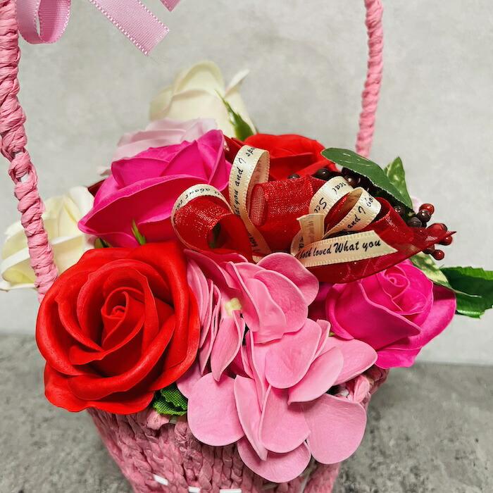 入浴剤 ギフト プレゼント おしゃれな花の形のバスフレグランス カラーバスケット RED 赤 プチギフト ソープフラワー |  | 12