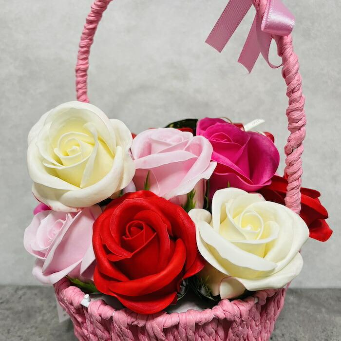 入浴剤 ギフト プレゼント おしゃれな花の形のバスフレグランス カラーバスケット RED 赤 プチギフト ソープフラワー |  | 13