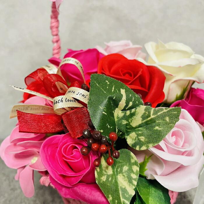 入浴剤 ギフト プレゼント おしゃれな花の形のバスフレグランス カラーバスケット RED 赤 プチギフト ソープフラワー |  | 14
