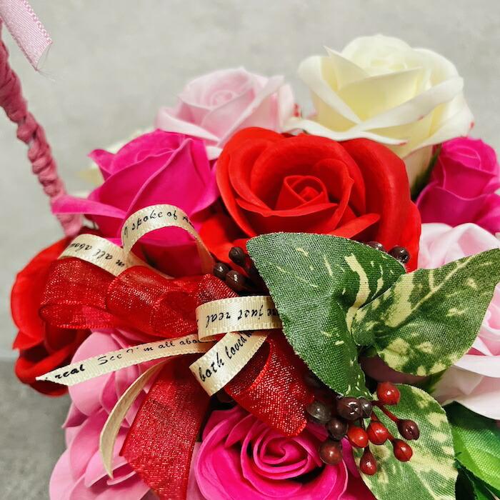 入浴剤 ギフト プレゼント おしゃれな花の形のバスフレグランス カラーバスケット RED 赤 プチギフト ソープフラワー |  | 15