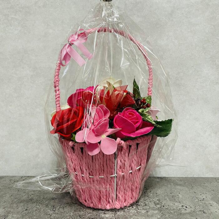 入浴剤 ギフト プレゼント おしゃれな花の形のバスフレグランス カラーバスケット RED 赤 プチギフト ソープフラワー |  | 09