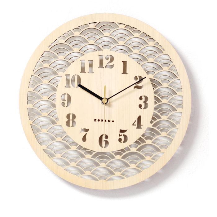 日本時計 巡 青海波 壁掛け時計 おしゃれな国産ヒノキのインテリア 店舗 玄関 リビング 寝室 玄関 和室 和風 和柄 |  | 01