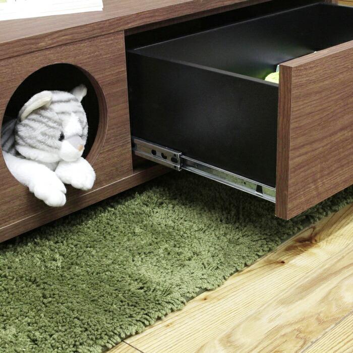 センターテーブルキャット ワンちゃん・ネコちゃんの秘密基地 引出し付き 犬 猫 国産品 |  | 11