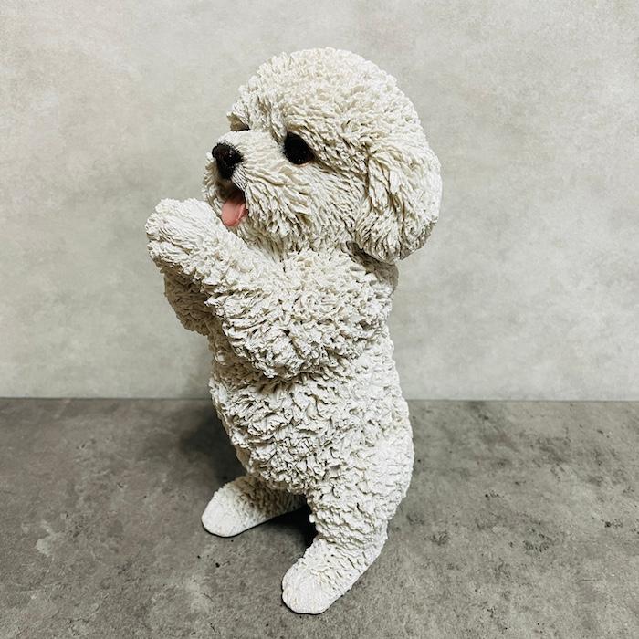 置物 犬 かわいい 動物 玄関 おねだりプードル 白 おしゃれ インテリア
