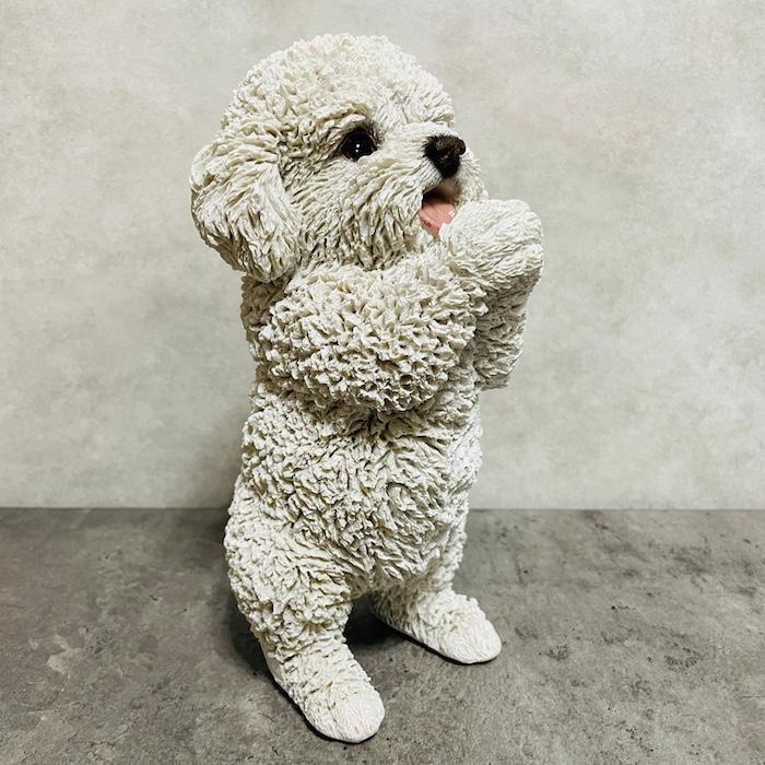 置物 犬 かわいい 動物 玄関 おねだりプードル 白 おしゃれ インテリア