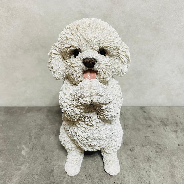 置物 犬 かわいい 動物 玄関 おねだりプードル 白 おしゃれ インテリア