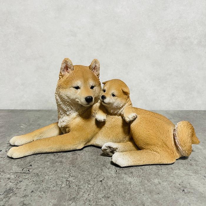 かわいい犬の置物 親子の柴犬 グッズ 動物 おしゃれ 玄関 インテリア 卓上 ガーデン 庭 woobia ウービア |  | 02