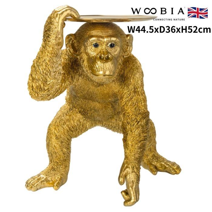 置物 ゴールドチンパンジーのトレー 高さ52cm 小物置き 縁起物 金色 おしゃれ 大きい 玄関 インテリア 庭 ガーデン かわいい オブジェ 北欧 リアル 大型 面白い | 