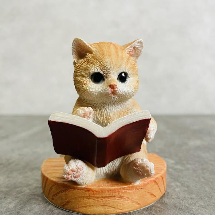 スマホスタンド 本を見る茶トラ猫 ネコ 卓上 アニマル プレゼント 置物 可愛い おしゃれ 動物 ホルダー 写真立て 玄関 |  | 02