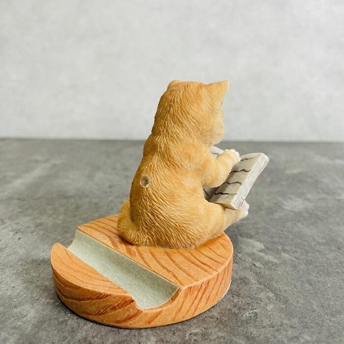 スマホスタンド 本を見る茶トラ猫 ネコ 卓上 アニマル プレゼント 置物 可愛い おしゃれ 動物 ホルダー 写真立て 玄関 |  | 04