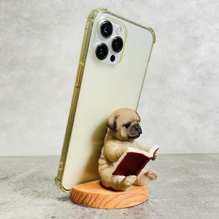 スマホスタンド 本を見るパグ 犬 卓上 アニマル プレゼントギフト 置物 可愛い おしゃれ 動物 ホルダー 写真立て 玄関 リアル |  | 08
