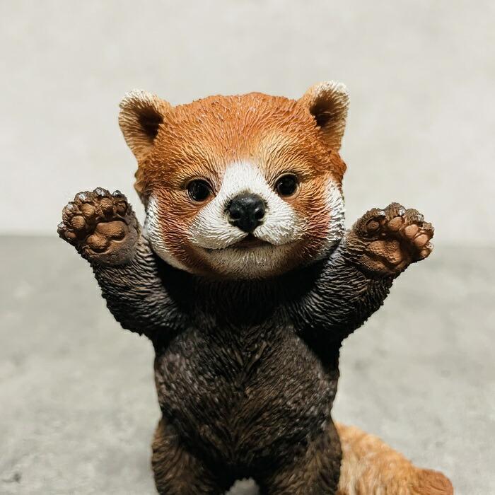 かわいい 置物 動物 手をあげるレッサーパンダ 玄関 おしゃれ 贈り物 可愛い リアル インテリア 雑貨 ガーデンオーナメント | WOOBIA | 01
