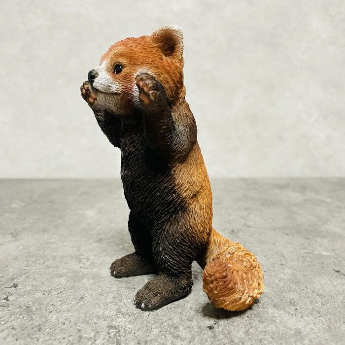 かわいい 置物 動物 手をあげるレッサーパンダ 玄関 おしゃれ 贈り物 可愛い リアル インテリア 雑貨 ガーデンオーナメント | WOOBIA | 02