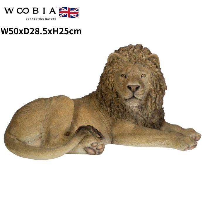 置物 横たわるライオン 高さ25cm woobia 動物 おしゃれ 大きい 玄関インテリア 庭 ガーデン かわいいオブジェ 北欧 リアル 大型 面白い ウービア | 