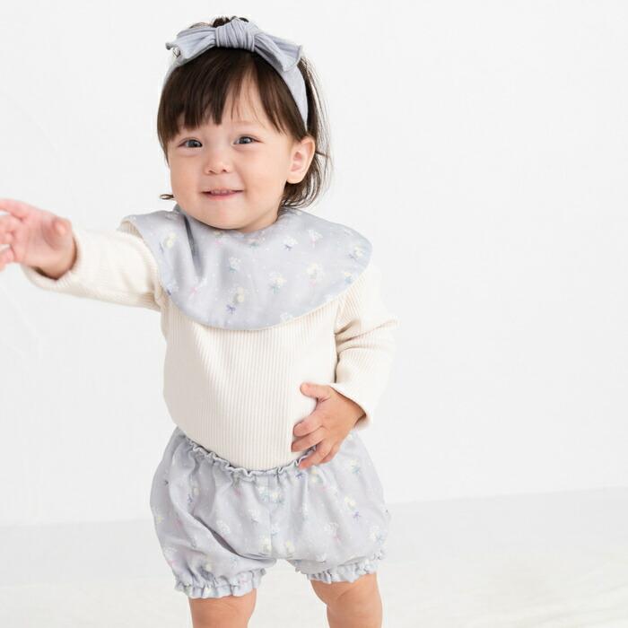 3色から選べる ベビーギフト 3点セット スタイ ヘアバンド ブルマ はなことばシリーズ Lien de famille  おしゃれで可愛いプレゼント | lien de famille