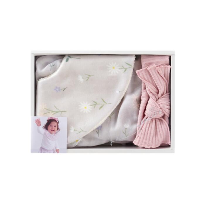 3色から選べる ベビーギフト 3点セット スタイ ヘアバンド ブルマ はなことばシリーズ Lien de famille  おしゃれで可愛いプレゼント | lien de famille | 02