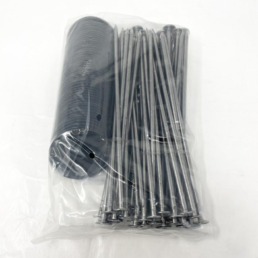 黒丸釘セット 黒丸板1500枚+20cm釘1500本セット ロング 防草シート 人工芝 押さえ用  特殊釘 押さえ杭 押さえピン_6