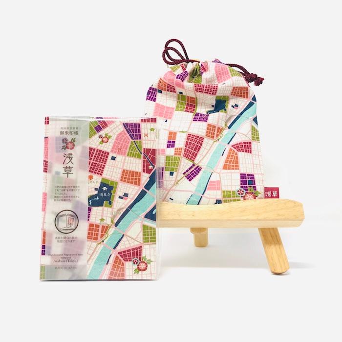御朱印帳 地図柄 専用袋セット 東京 浅草 かわいい おしゃれ 蛇腹折り ご縁 旅雑貨 ポーチ付き 税込