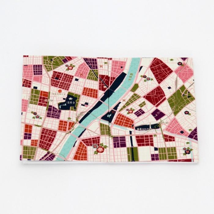 御朱印帳 地図柄 専用袋セット 東京 浅草 かわいい おしゃれ 蛇腹折り ご縁 旅雑貨 ポーチ付き 税込