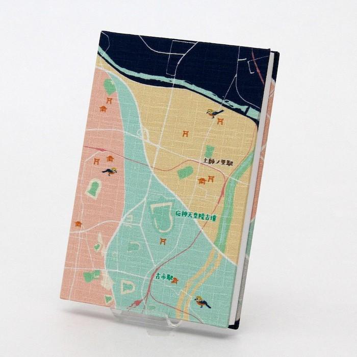 御朱印帳 地図柄 専用袋セット 大阪 百舌鳥 古市 かわいい おしゃれ 蛇腹折り ご縁 旅雑貨 ポーチ付き 新品
