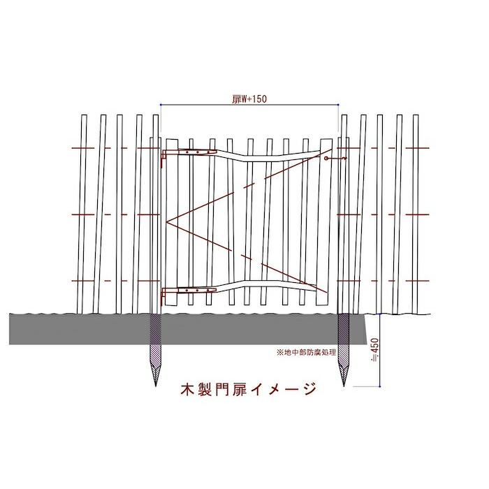 ヘーゼルナッツの木製フェンスH120 専用門柱 高さ100cm Wiktrans イングリッシュガーデン ガーデンフェンス ドッグラン |  | 03