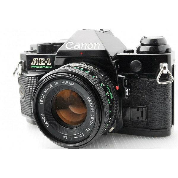 一眼レフカメラ 初心者 中古 一眼レフ フィルムカメラ Canon AE-1 PROGRAM 単焦点レンズ FD50mm F1.8【中古】【ブラック】の画像