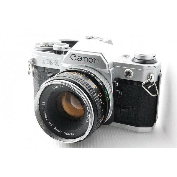 一眼レフカメラ 初心者 中古 一眼レフ canon AE-1  フィルムカメラ  単焦点レンズ FD 50mm f1.8.付【中古】