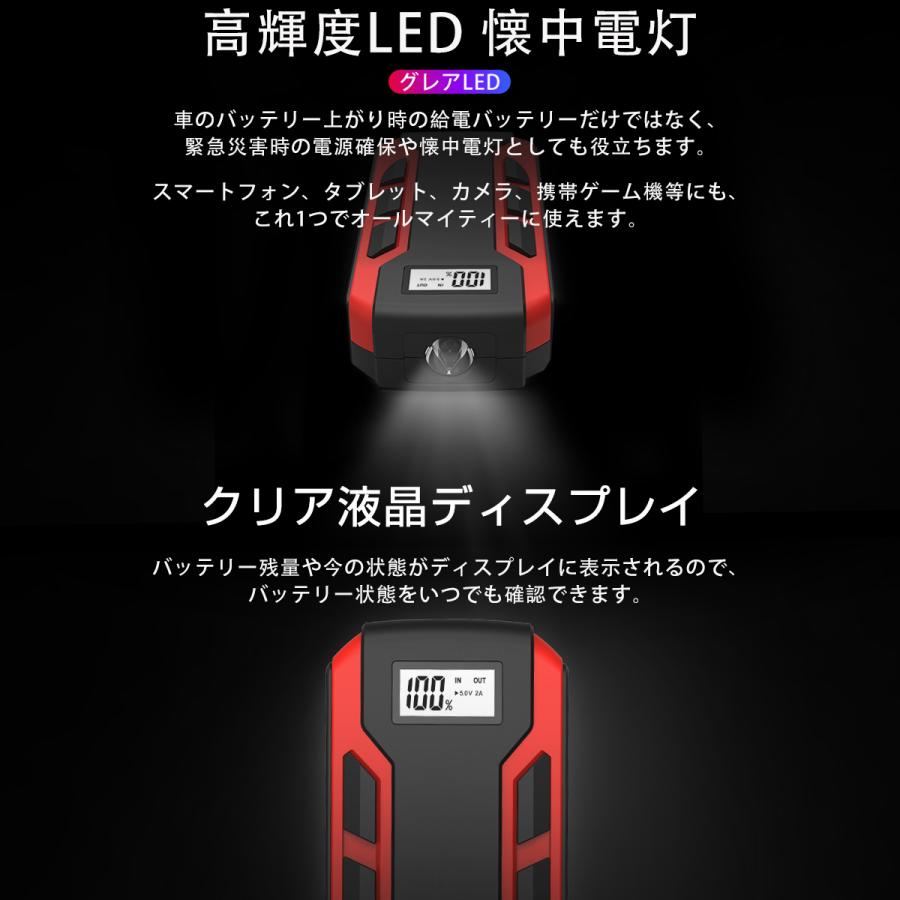 ジャンプスターター 12V車用エンジンスターター ブースターケーブル 12000mAh 車のバッテリー上がり対策 PSE認証済 6ヶ月保証 |  | 05