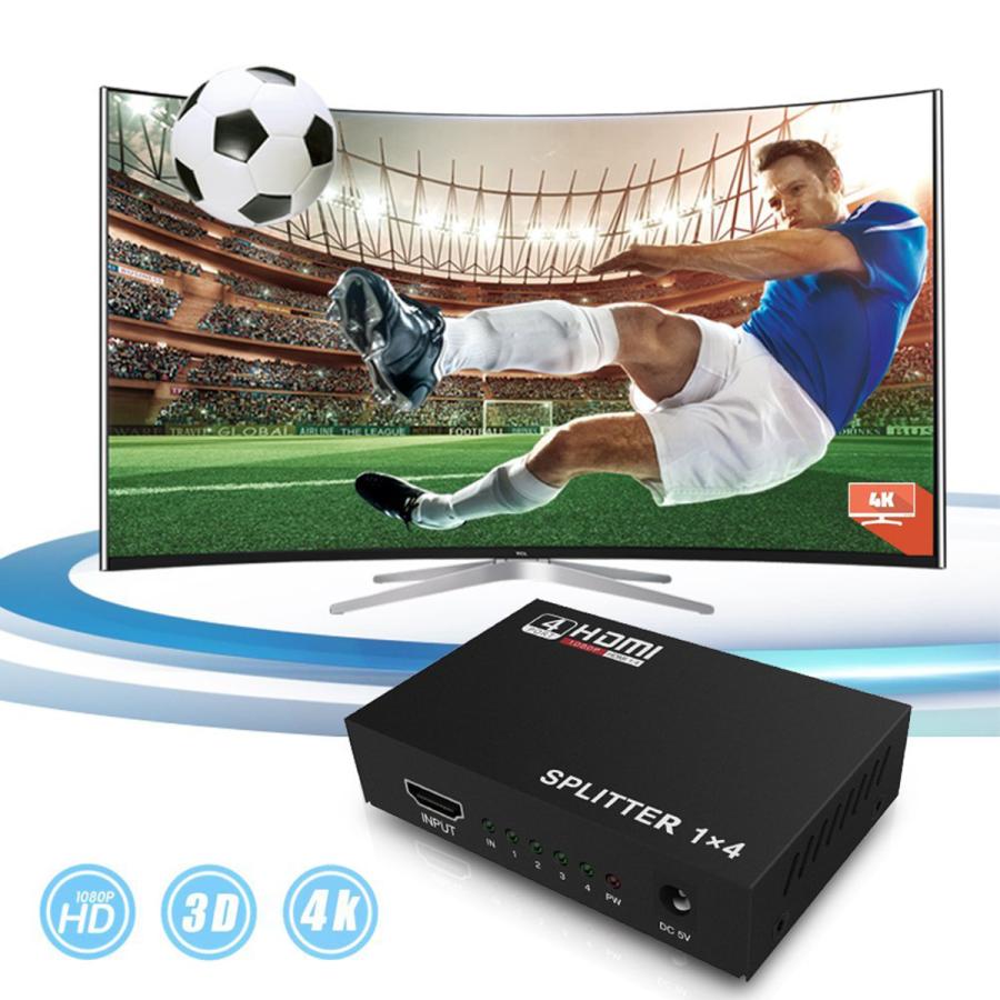 HDMI分配器 HDMIスプリッター 1入力4出力 4K 2K FHD対応 自動切り替え 3D映像対応 電源アダプター TV PC プロジェクター等に対応 1ヶ月保証 |  | 03
