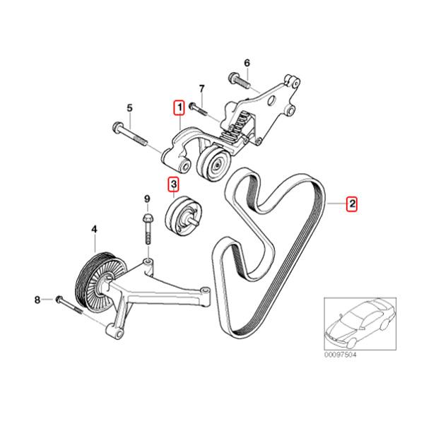  MINI Cooper R50 R52 R53 用 ベルトテンショナー3点セット 現品 MINI（ミニ） BMW MINI R53 クーパーS ベルトテンショナーほか 3点