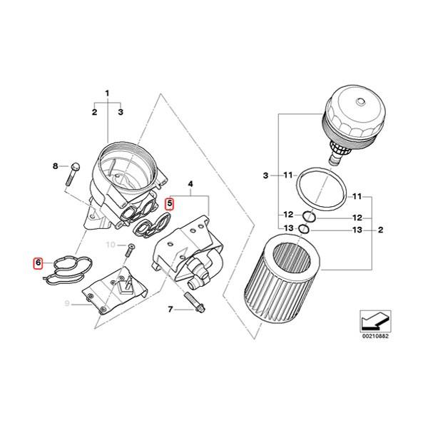 送料200円 BMW E46 E90 E91 E92 オイルクーラー/オイルフィルターハウジング ガスケットセット 11427508970 11427508971｜protechauto｜02