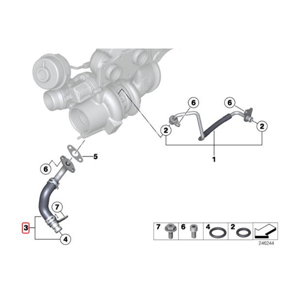 BMW F07 F10 F11 F32 F36 523i 528i 420i 428i ターボチャージャー オイルリターンパイプ N20 エンジン用 11428626653 11427588934｜protechauto｜02