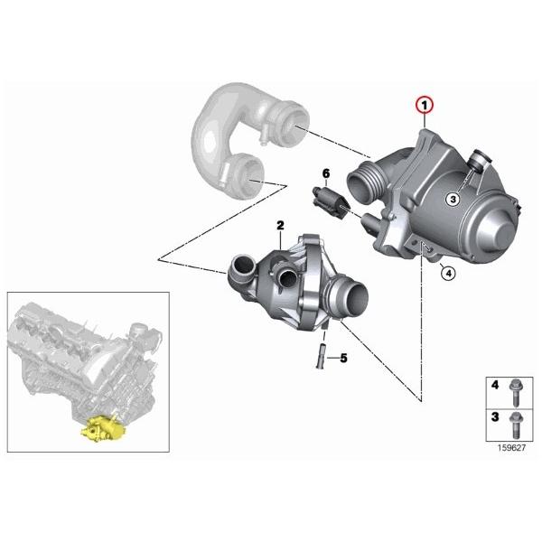 BMW E60 E61 E87 E63 電気式ウォーターポンプ ボルト付き