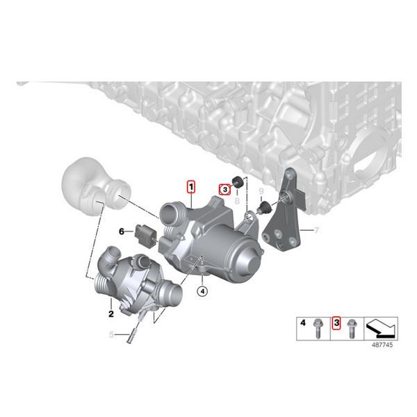 BMW E90 E91 E92 E93 335i 電動ウォーターポンプ 取付ボルト3本付き 11517632426 11519455978 11517588885 11517563659 11517602123｜protechauto｜02