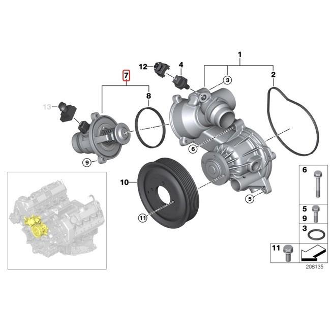 BMW E63 E64 F12 F13 サーモスタット/サーモスタッド 105℃ N62 N63 N73 