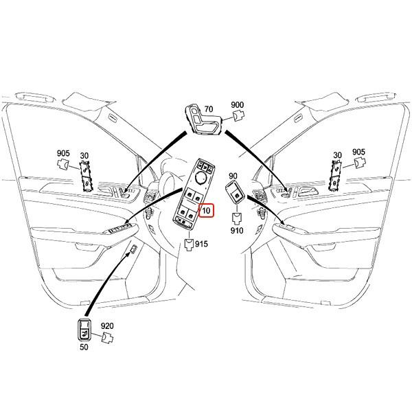 ベンツ W166 W176 W246 パワーウィンドウスイッチ 運転席側 電動格納用
