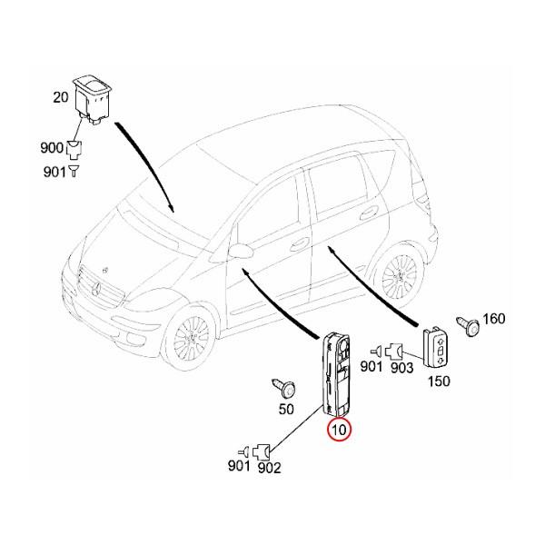 Mercedes-Benz ベンツ W169 W245 パワーウィンドウスイッチ 運転