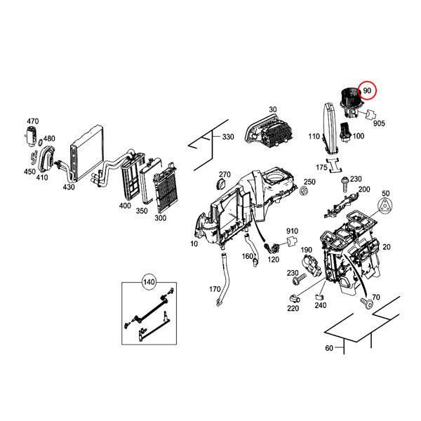 ベンツ R231 W218 SL350 SL550 SL63AMG CLS350 CLS550 CLS63AMG ブロアモーター/ブロアファン 右ハンドル用 2128200808 | Mercedes-Benz | 01