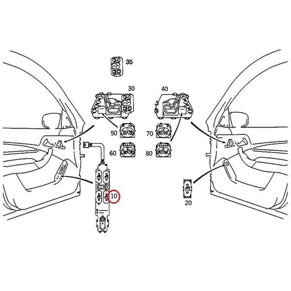 ベンツ Sクラス W220 パワーウィンドウスイッチ トランクリッドオープナー付 フロントドア 運転席2208201010 | Mercedes-Benz | 01