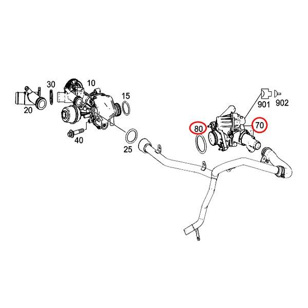 ベンツ W117 サーモスタット/サーモスタッド Oリング付き 97℃ 開弁式 2702000615 2702000415 2702000315 CLA180 CLA250 CLA45AMG