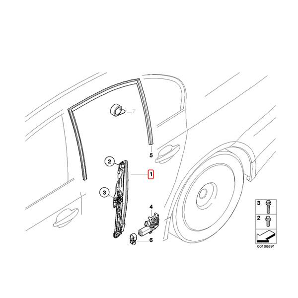 BMW E61 530xi リア/リヤ パワーウインドウレギュレーター 左側 51357184745 51357075673 | BMW | 01