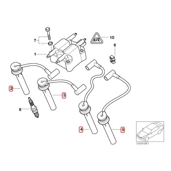 MINI（ミニ） 純正OEM BERU製 BMW MINI R53 R52 クーパー Cooper クーパーS CooperS プラグコード ...