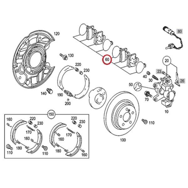 Brembo製 ベンツ CLK A208/C208 リア/リヤ用 ブレーキパッド/ディスクパッド 左右セット 0034202820 0034205220 0054201920 CLK320_1