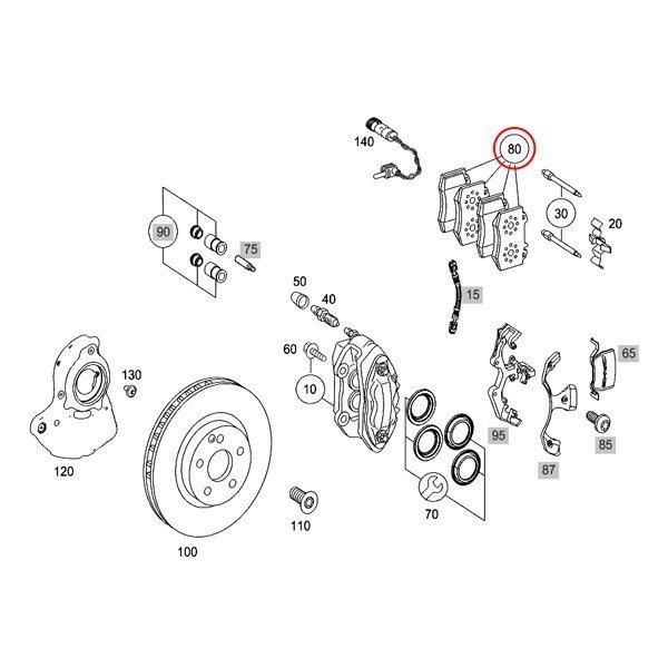 Brembo製 ベンツ W211 R230 E550 SL350 SL550 フロント ブレーキパッド/ディスクパッド 左右セット 0044206220 0044208020 0054207820｜protechauto｜02